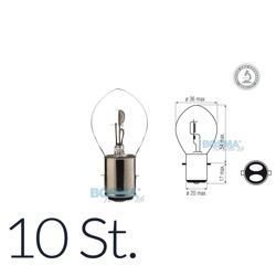 10x incandescent light bulb 12V 25 / 25W BA20d bilux lamp S2 E-mark - in a box