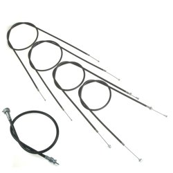 Bowden cable set + speedometer cable suitable for DKW RT250 / 1 (5 pieces) - black