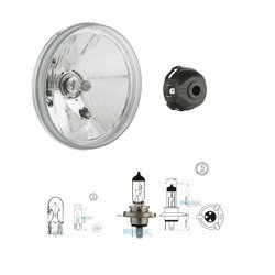 Headlight (clear glass) + hermetic bulb holder + light bulbs for MZ ETZ, TS