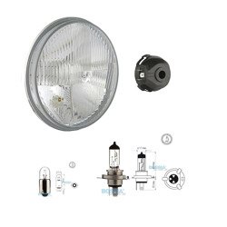 Headlight (flat) + hermetic bulb holder + light bulbs for MZ ETZ TS