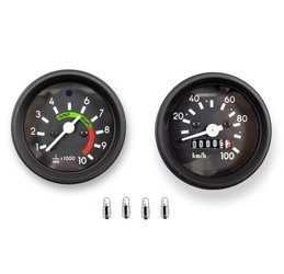 Speedometer + rev counter DZM + 12V light bulb for Simson S50 S51 with black ring