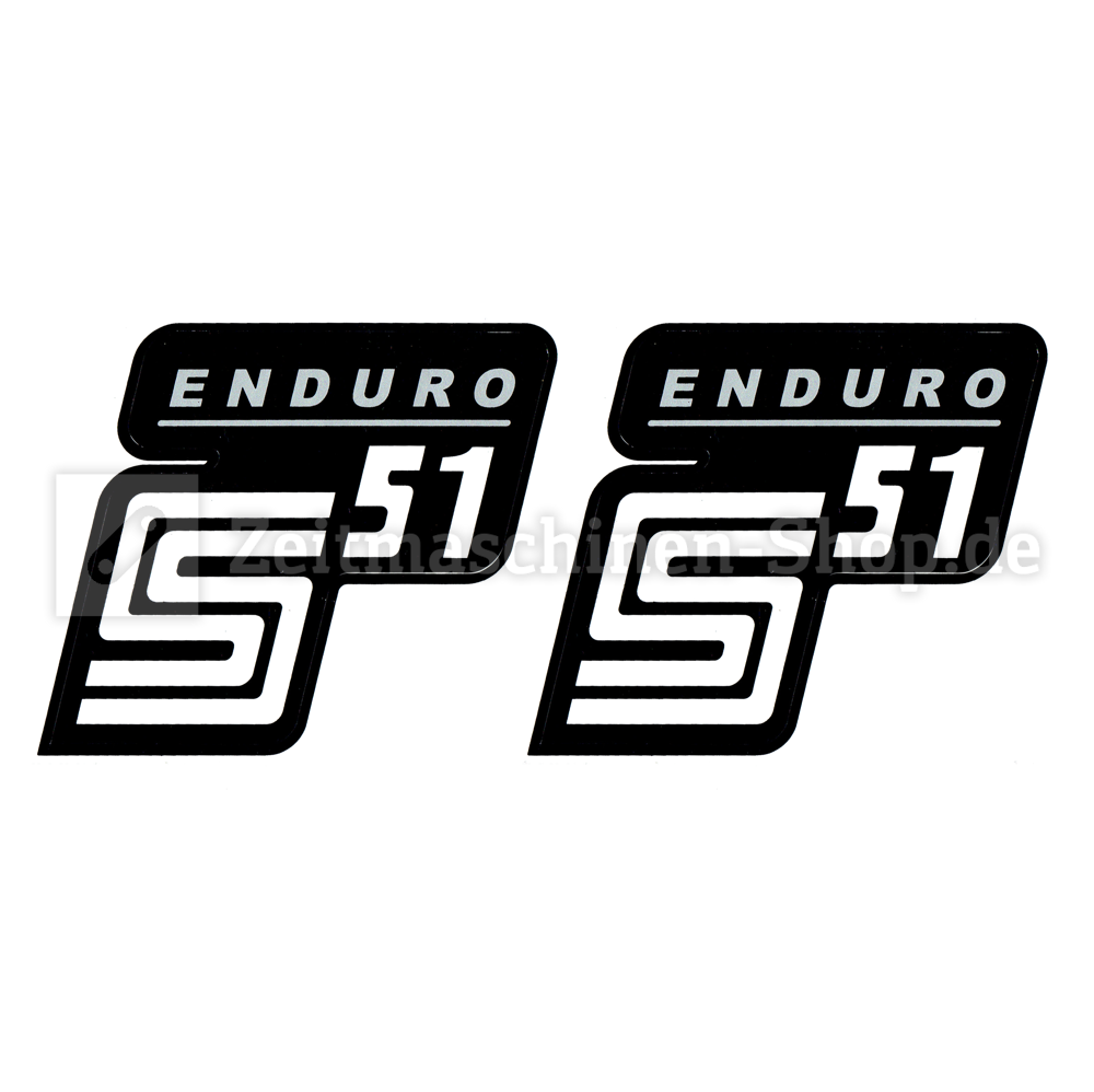 2x sticker for Simson S51 Enduro silver-white, 1.Quality UV-resistant new, Ersatzteile für Simson \ S51, S50 \ Nameplates, emblems, stickers  Ersatzteile-Kategorien \ Typenschilder, Embleme, Aufkleber \ Simson