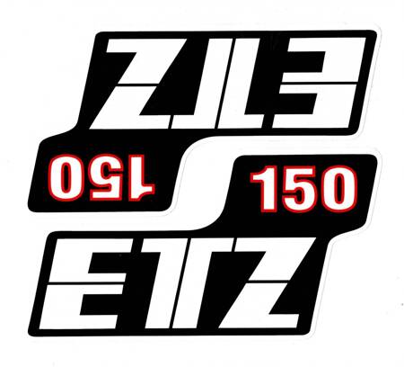 2x sticker MZ ETZ 150 side cover 1st quality UV-resistant - white-red