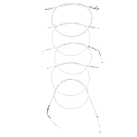 Bowden cable set + speedometer cable M10xM16 suitable for Simson SR2 SR2E, 5 pieces - white