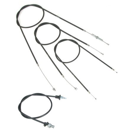 Bowden cable set + speedometer cable for AWO tours (with adjusting screw) 4-part - black