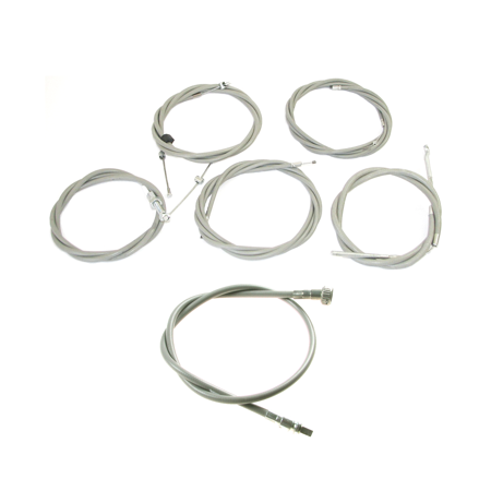 Bowden cable set + speedometer cable suitable for IWL Troll (6 pieces) - gray
