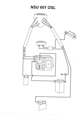 Cable harness for NSU OSL 601 with circuit diagram