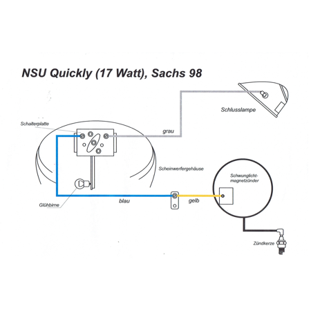 Cable harness for NSU Quickly N, S, L | with colored wiring diagram - gray
