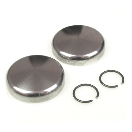 Cover cap (pair) made of aluminum with snap ring for suspension for Simson AWO tours