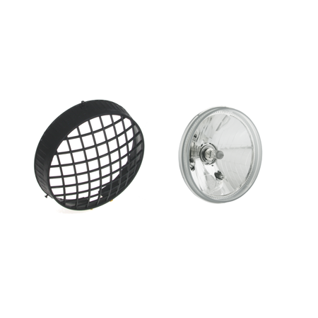 Grille + headlight H4 E-mark (flat glass) for MZ ETZ, TS | Clear glass