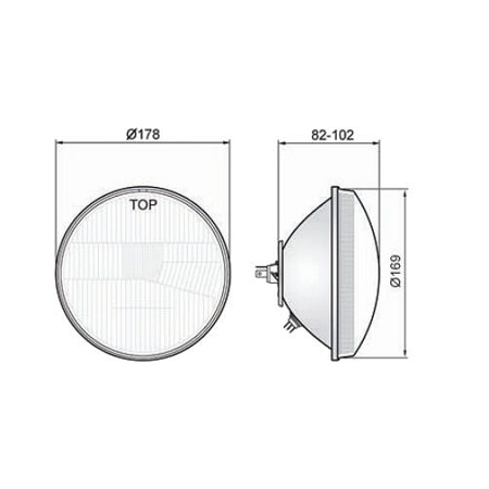 Headlight H4 (flat glass) + sealing cap for MZ ETZ, TS - branded goods