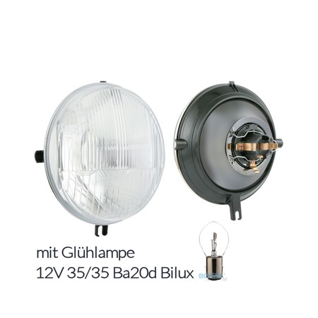 Headlight insert + bulb 12V 35 / 35W for Simson SR50 SR80 E-mark