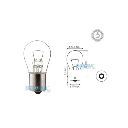 Incandescent light bulb 12V P21W BA15s E-mark (E)