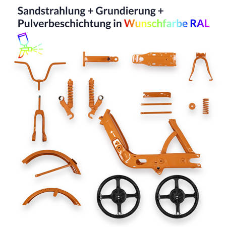 Powder coating service sheet metal parts - Simson KR51 Schwalbe in RAL color of your choice