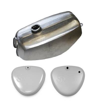 Set tank raw condition + 2x side cover primed swivel for Simson S50 S51 S70