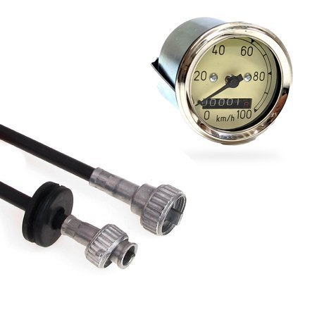 Speedometer ø60mm + speedometer cable black for MZ RT125 / 1/2/3 IWL Berlin Pitty Wiesel