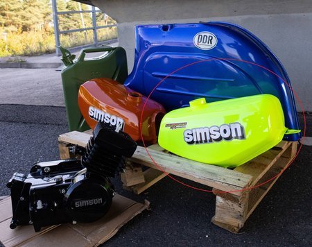 Tank + side cover set (with swirl logo) for Simson S50 S51 - neon yellow