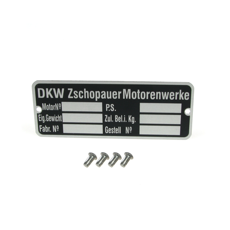 Type plate with 4 x grooved nails for DKW Zschopauer Motorenwerke
