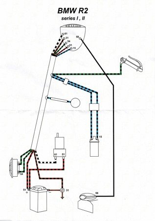 Wiring harness with cotton + wiring diagram for BMW R2 R3 R4