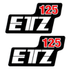 2x sticker MZ ETZ 125 side cover red-white | 1.Quality UV-resistant new