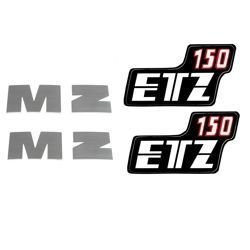 2x Buchstabe M + Z (alumatt, geriffelt), 2x Aufkleber passend für MZ ETZ150