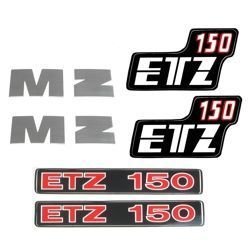2x Buchstabe M + Z (alumatt, geriffelt), 4x Aufkleber passend für MZ ETZ150