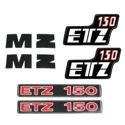 2x Buchstabe M + Z (schwarz, geriffelt) + 4x Aufkleber passend für MZ ETZ150