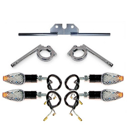 SET Blinkerträger + Blinker LED Spitz Form Karbon 12V für Simson S50 S51 - chrom