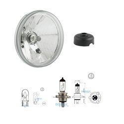 Scheinwerfer Klarglas (flaches Glas) + Glühbirnen H4 für MZ ETZ, TS