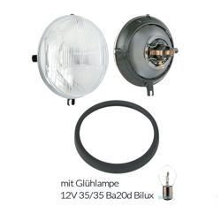 Scheinwerfereinsatz + Lampenring + Glühlampen 12V 35/35W für Simson SR50 SR80
