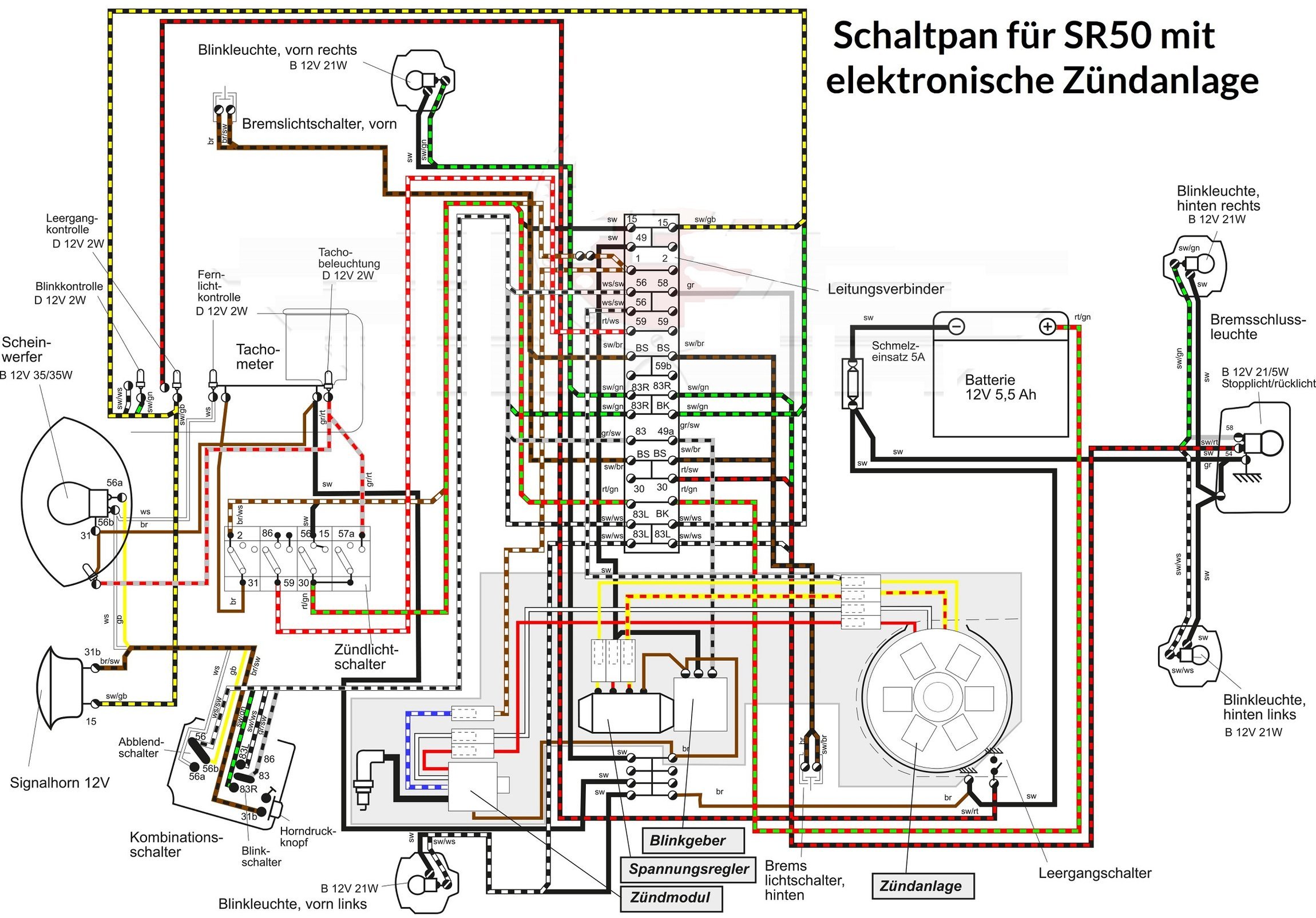 Kabelbaum Simson S51 B VAPE 12V mit Schaltplan Deutsche Herstellung