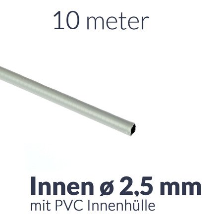 10m x Bowdenzughülle (grau) mit PVC Innenhülle ø2,5mm für Moped, Motorrad