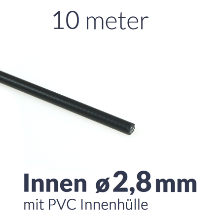 10m x Bowdenzughülle mit PVC Innenhülle, innen ø2,8mm f. Motorrad Brems Kupplung