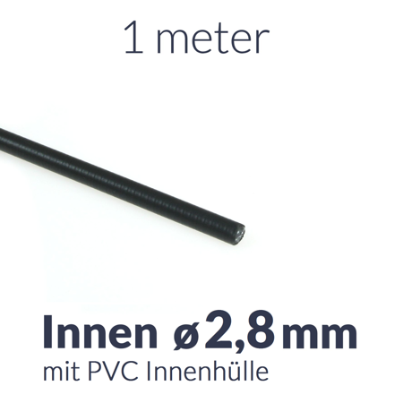 1m x Bowdenzughülle mit PVC Innenhülle, innen ø2,8mm f. Motorrad Bremse Kupplung