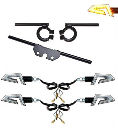 SET Blinkerträger + Blinker LED Blitz Form 12V für Simson S50 S51 S70 - schwarz