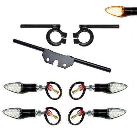 SET Blinkerträger + Blinker LED Niere Form Karbon 12V für Simson S50 S51 schwarz