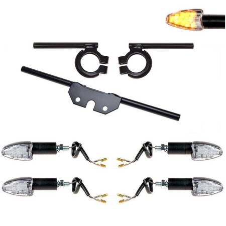 SET Blinkerträger + Blinker LED Spitz Form 12V für Simson S50 S51 S70 - schwarz