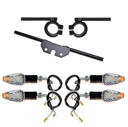 SET Blinkerträger + Blinker LED Spitz Form Karbon 12V für Simson S50 S51 schwarz