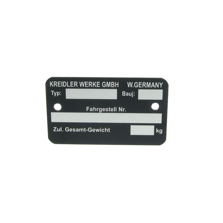 Typenschild für Kreidler Florett RS RM RMC LF LH GT K 54, eckig