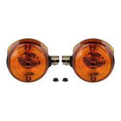 Set 2x runde schwarze Blinker mit orangem Glas für Simson S50, S51, S70