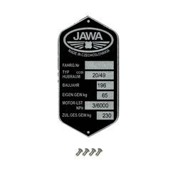 Jawa 50 Type 20 nameplate with 4 serrated nails
