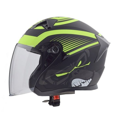 Awina JK528 Open-Face Motorcycle Helmet L Matte Black-Yellow (Simson, MZ)