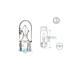 W5W T10 12V 5W Halogen Bulb E-Mark, Motorcycle Light