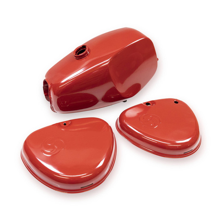 Fuel tank + cap with logo for Simson S50/S51 - Carmine red (2nd choice)