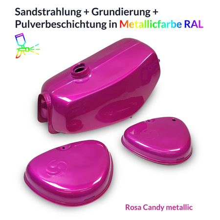 Powder-coated Fuel Tank Set for Simson S51 — RAL Metallic (Candy)