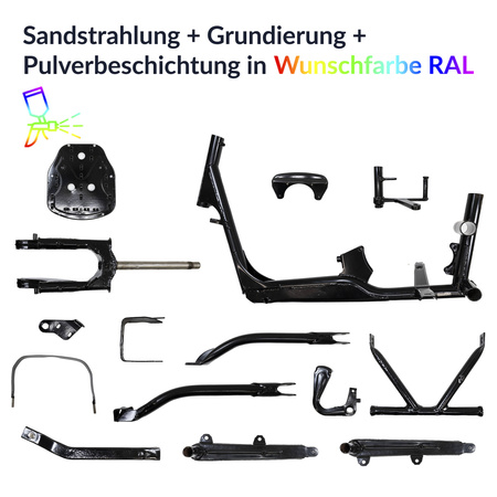 Powder-coating service for IWL Wiesel frame parts SR56/SR59 - Custom color