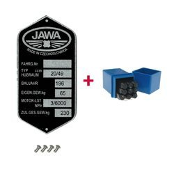 Jawa 50 Type 20 nameplate & 4mm number punch kit with 4 fixing nails