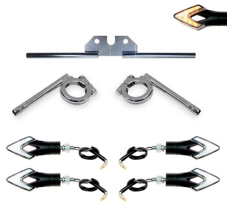 LED Arrow Indicators + Mount 12V for Simson S50/S51/S70 - Chrome