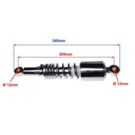 Chrome rear shock absorbers, pair, for Suzuki GN125 NF41A 1994-1999 4T