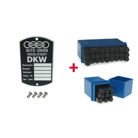 Type plate with stamped numbers & letters for DKW Auto Union Ingolstadt